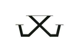 Woood Pie de mesa de picnic para exterior en metal negro