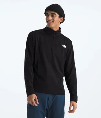 The North Face Cedar Trail Grid Jacket Mens Black Fleece 1/4 Zip DDR2822