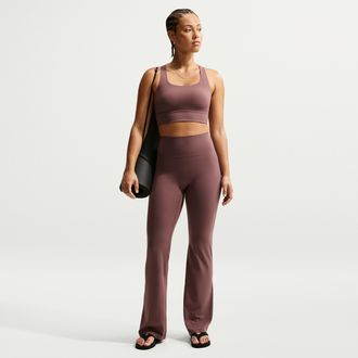 Nike Womens Zenvy High-Waisted Flared Leggings with No Front Seam in Purple | II5223-502