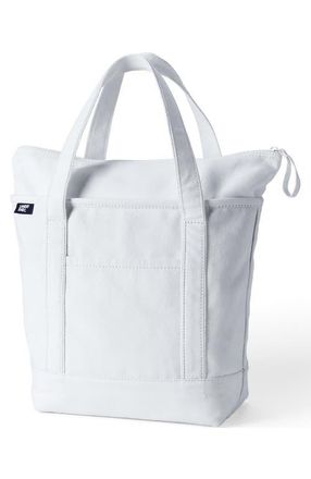 Lands End Zip Top Canvas Tote Bag in White at Nordstrom, Size Medium