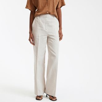 La Redoute Collections Wijde, rechte broek in linnen en katoen