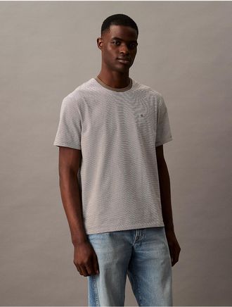 Calvin Klein Jeans Calvin Klein Mens Smooth Cotton Stripe Classic T-Shirt - Grey - 2XL