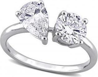 Allurez Pear & Round Cut Lab Grown Diamond Toi Et Moi Ring 14K White Gold (2.00ct)