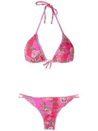 Amir Slama Set bikini a triangolo con stampa - Rosa