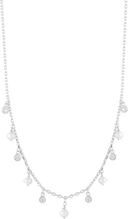 Glaze Jewelry Silver 3Mm Pearl Cz Necklace