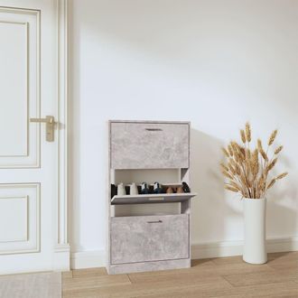 vidaXL Vidaxl - Mueble Zapatero Madera Contrachapada Gris Hormig&oacute;n 59x17x108 Cm