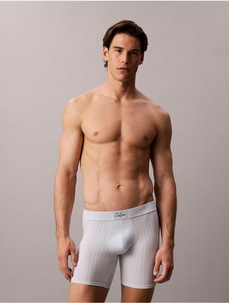 Calvin Klein Mens Cotton Stretch Script Patch Boxer Brief - Blue - XL