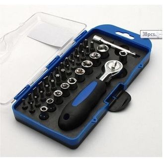 Trade Shop Trade Shop - Set 38 Chiavi A Bussola Con Cricchetto Inserti Assortiti Kit Multi Attrezzi Prof