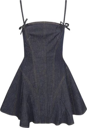 Self Portrait Denim Bow Mini Dress