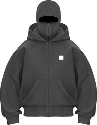 Generic Balaclava Hoodie Mens Hoodies Zip Up Fashion Double Layer Hoodie with Mask Travel Hoodies Oversized Long Sleeved Warm Wind-resistant Athletic Workout 