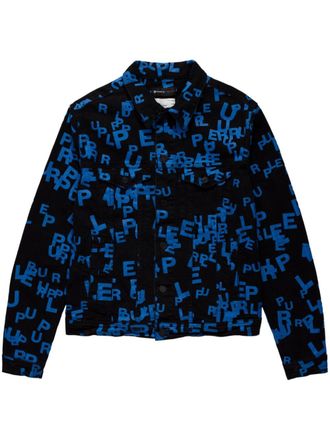 Purple logo-print denim jacket - men - Cotton/Polyester/Viscose/Spandex/Elastane - S - Blue