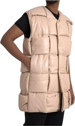Bottega Veneta Gewatteerd Vest Jas - Heren - Bodywarmers - Beige - L - Leer - Jassen