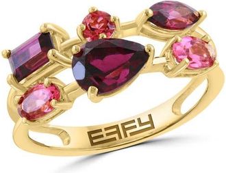 Effy 14K Yellow Gold Multi Shape Rhodolite & Pink Tourmaline Band Ring in 14K Gold at Nordstrom, Size 7