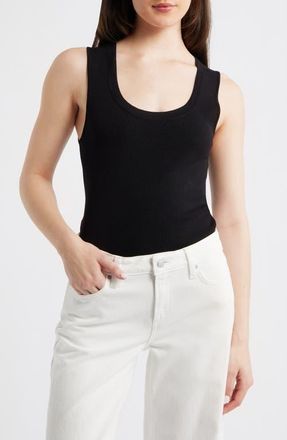 Mango Sleeveless Rib Top in Black at Nordstrom, Size X-Small