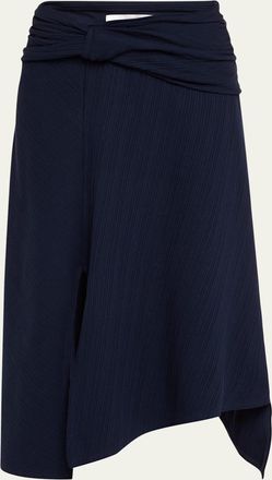 Victoria Beckham Twisted Cotton Plisse Midi Handkerchief Skirt