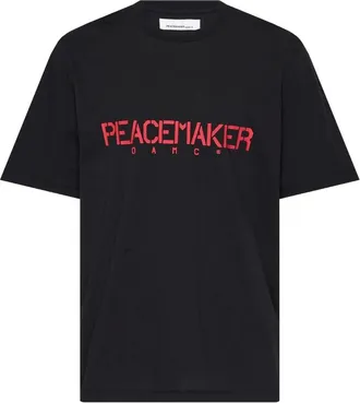 OAMC Oamc, Tops, Heren, Zwart, L, Katoen, Regular Tee Stencil Print