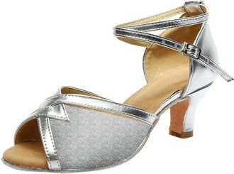 Generic Summer Sandals Fashion Shoes Dance Solid Prom Womens Latin Ballroom sandals Ladies Size 4 (Silver, 5.5)