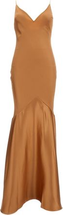 Elisabetta Franchi Champagne Satin Long Dress