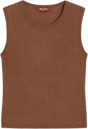 Max Mara Abbozzi Top - Dames - Tops zonder mouwen - Beige - XS - Wol - Tops