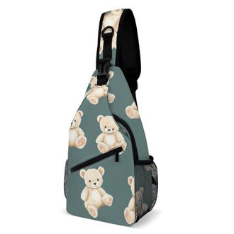 Generic Teddy Bears Funny Unisex Shoulder Bags Casual Crossbody Chest Bag Sling Backpack for Hiking Cycling Travel