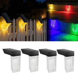OEM 4 Luces Navide&ntilde;as Solares Para Exteriores, Resistentes Al Agua Y A La Nieve (ip68), Luz Blanca C&aacute;lida Y Cambio De Color Rgb Para Escaleras, Patio