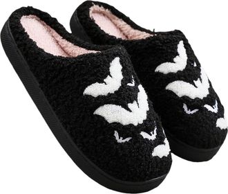 Generic Halloween Slippers for Men and Women, Pumpkin Ghost Skull Slippers, Funny Plush Slippers, Warm Winter Slippers, Fluffy Soft Shoes, Comfortable Non-Sli