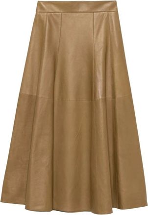 Saint Laurent Leather Skirts, female, Brown, M, Leather Midi Skirt