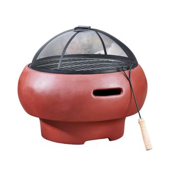 Teamson Home Jard&iacute;n, Brasero De Le&ntilde;a Peque&ntilde;o, Hoguera Para Le&ntilde;a Al Aire Libre, Meubles De Exterior, Chimenea, Calentador De Hoguera, Quemador De Le&ntilde;a Con Atizador,