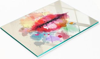 OEM Tabla De Cocina De Vidrio Templado Con Gr&aacute;ficos Decorativos Y Bordes Coloridos, 80 X 52 Cm