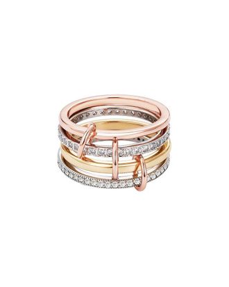Adornia Adornia 14K Plated Cz Mixed Metal Connected 4Pc Stack Ring