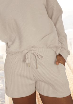 s.Oliver Sweatshorts S.OLIVER, Damen, Gr. 32/34, N-Gr, beige (creme), Rippware, Obermaterial: 100% Baumwolle, unifarben, bequem kurz, Hosen Sweatshorts, Kurze 