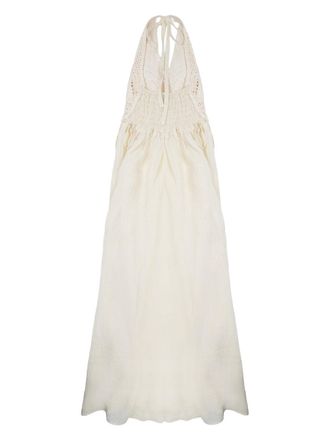 120% Lino Linen with Crochet Dress - White