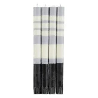 British Colour Standard Striped Dinner Candles - Set of 4 in Black/white/grey at Nordstrom