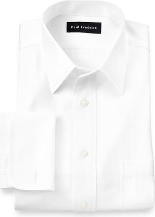 Paul Fredrick Non-iron Cotton Herringbone Point Collar French Cuff Dress Shirt in White at Nordstrom, Size 15.5 - 34