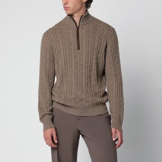 Loro Piana Brown cable-knit sweater in baby cashmere