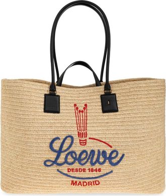 Loewe Tassen, Dames, Beige, ONE Size, Leer, Verano XL Tote