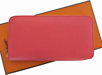 Hermès Pink Red Leather Coin Purse/Coin Case (Pre-Owned)