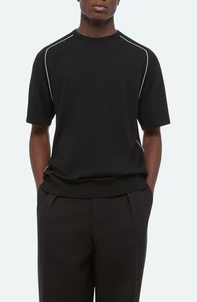 Helmut Lang Contrast Piping Wool T-Shirt in Black/Ivory - A3J at Nordstrom Rack, Size Large