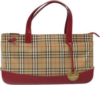 Burberry Pre-owned Tote Bags, female, Beige, Size: ONE SIZE Pre-owned Vintage Haymarket Check Tote Bag