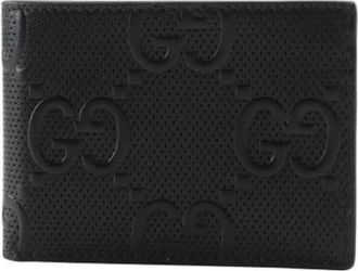 Gucci Pre-owned Wallets, male, Black, Size: ONE SIZE Pre-owned GG Embossed Calfskin Wallet