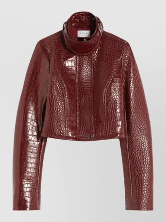 Sportmax cropped patent jacket alligator pattern
