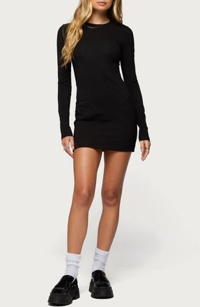 Edikted Annyah Long Sleeve Minidress in Black at Nordstrom, Size X-Small