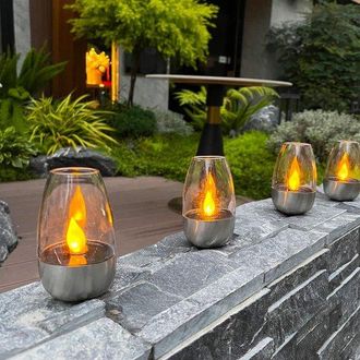 OEM 6 Velas Solares Tipo T&eacute; - Impermeables Y Con Efecto De Parpadeo - Iluminaci&oacute;n Exterior Para Jard&iacute;n, Patio Y Decoraci&oacute;n Festiva