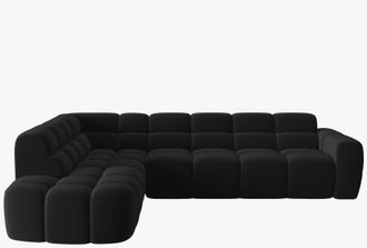 MICADONI 5-Sitzer Design Ecksofa Lisa mit Eckteil links - Samtbezug