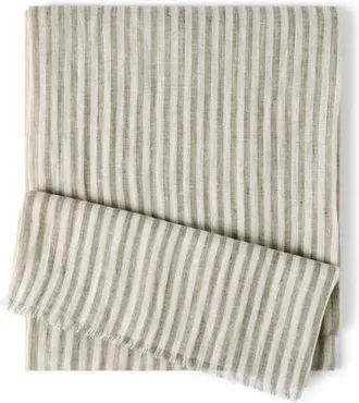 Brunello Cucinelli Sparkling striped linen scarf in Green at Nordstrom