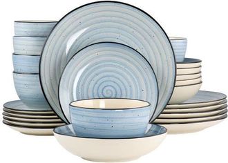 Elama Gia 24 Piece Round Stoneware Dinnerware Set in White at Nordstrom