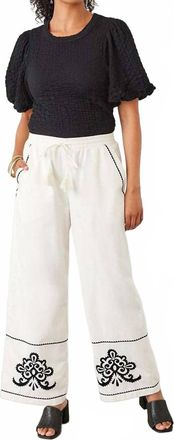Karen Kane Embroidered Pants In Cream