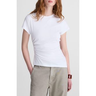Madewell Asymmetric Ruched Jersey T-Shirt in White at Nordstrom, Size Xx-Small