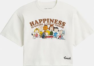 Coach Womens Happiness Peanuts Cropped T-Shirt - White - Size Medium