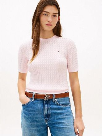 Tommy Hilfiger Cable Knit Short Sleeve Jumper